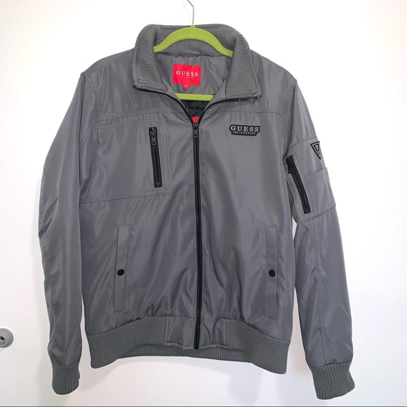 NWT Guess Men’s Grey Nylon Jacket with Pockets - Picture 12 of 12